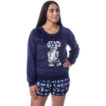 Star Wars Womens' Movie R2-D2 Droid Sweater and Shorts Sleep Pajama Set Blue
