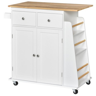 Homcom Rolling Kitchen Island Storage Trolley Cart With 3-tier Spice ...