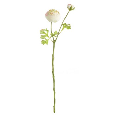 Plum & Post 21" White Ranunculus Decorative Faux Artificial Floral Flowers Greenery Pick Stem