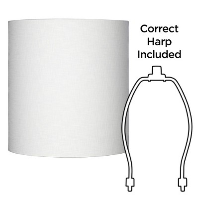 White Linen Tall Drum Lamp Shade with Chrome Fitter