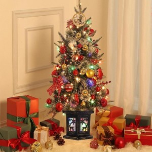 4.5 FT  Premium Snow Flocked Artificial Christmas Tree, Mini Xmas Pine Tree for Christmas Decoration,Yard,Home,Office - 1 of 4