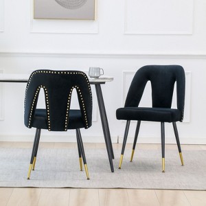 NicBex Modern Dining Chairs Set of 2,Velvet Accent Chairs with Nailheads and Black Metal Legs for Dining Room,Living Room - 1 of 4
