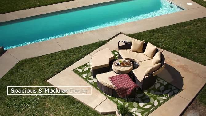 Best Choice Products 5-Piece Modular Patio Wicker Daybed Sectional w/ Adjustable Seats, Retractable Canopy, 2 of 8, play video