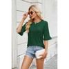 Women's Crew Neck Ruffle Sleeve Top, Half - Sleeve Pleated T - Shirt, Casual Flowy Tee - 3 of 4