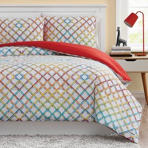 Crayola Happy Plaid Comforter Set White - 1 of 4