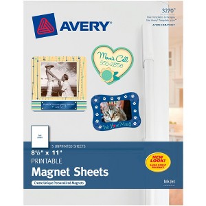 Avery Printable Magnet Sheets For Inkjet Printers, 8-1/2 x 11 Inches, Pack of 5 - 1 of 2