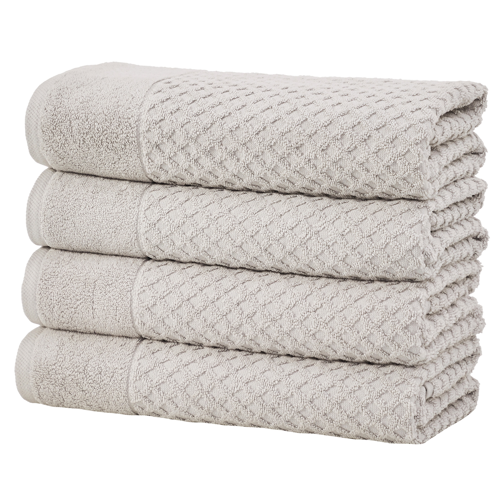 Cotton Quick-Dry Waffle Textured Towels - Great Bay Home (4 Pack Bath Towels, Light Grey)