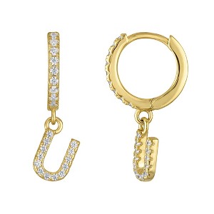 Junior Jewels 14K Gold Over Sterling Silver Cubic Zirconia Initials Drop Earrings - 1 of 2