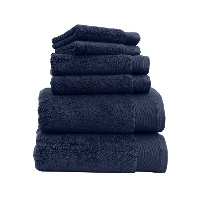 Bath Towel Set, Softest 100% Cotton by California Design Den - Navy Blue, Six-Pcs Towel Set