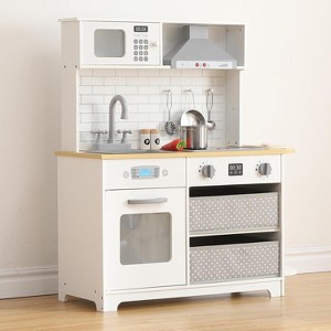 Kitchen Playset with Toy Storage and Drawers, Pretend Play Kitchen with Stove, Oven, Sink - 1 of 4