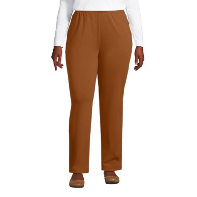 Lands' End Women's Plus Size Sport Knit High Rise Elastic Waist Pull On  Pants - 1x - Russet Brown : Target