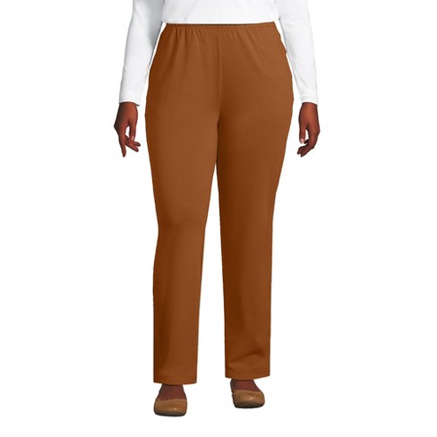 Lands' End Women's Plus Size Sport Knit High Rise Elastic Waist Pull On  Pants - 1x - Russet Brown