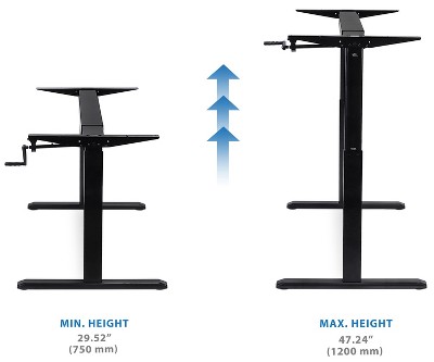 ErgoFlex 44'' Black Steel Manual Height Adjustable Desk Frame