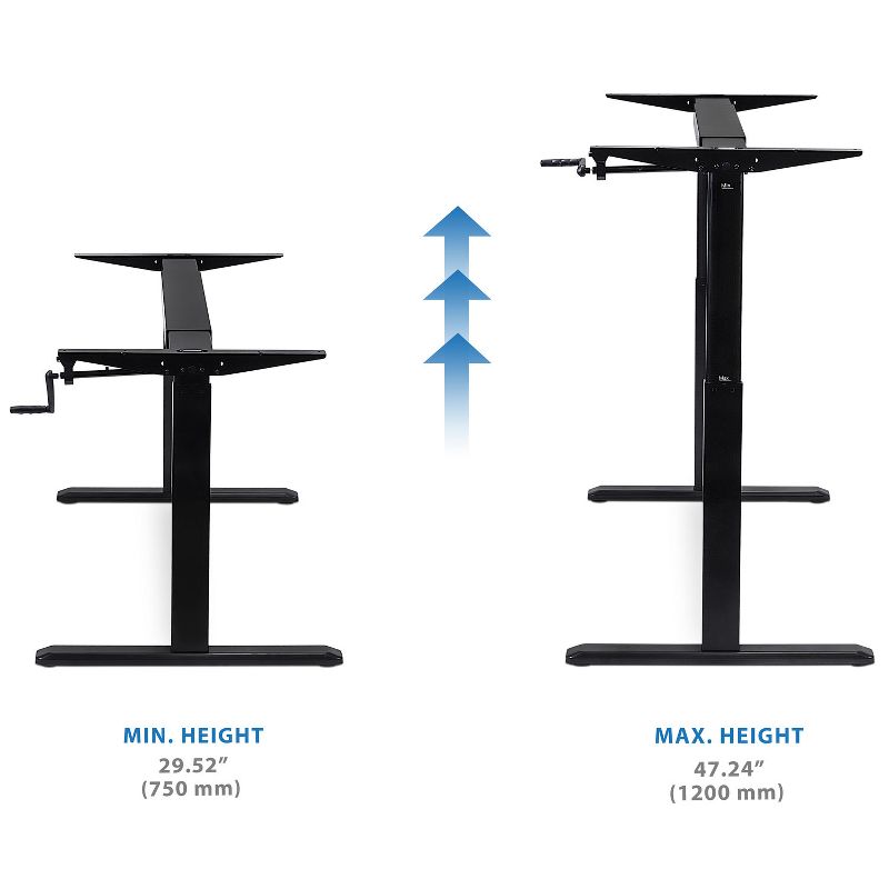 Mount-It! 44" to 64" Wide Manual Hand Crank Standing Desk Height Adjustable Frame Black MI-7931, 3 of 6