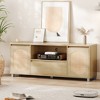 TV Stand for 65in  Rattan TV Console Entertainment Center with Storage Drawer Wood Media Cabinet for Living Room Furniture - 2 of 4