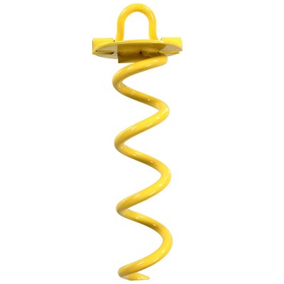 Sunnydaze Outdoor Tarp Tent Tie-Out Heavy-Duty Spiral Ground Anchor Stake with Folding Ring - 10" - Yellow