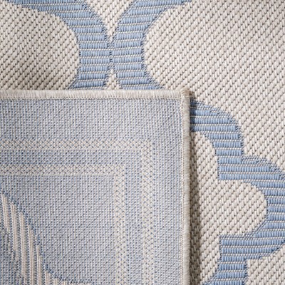 Blue Geometric Synthetic Washable Rectangular Area Rug