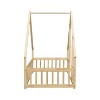 Sapphtopaz Bed Frame with Wood Headboard Guardrails, Wood House-Shaped Floor Bed with Fence, Bedroom Furniture - 4 of 4