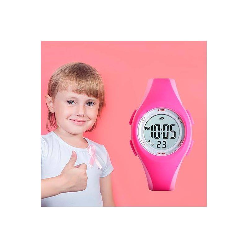 Kid's Fashionable Luminous Waterproof Watch Digital Sport Watch, Pink, 4 of 6