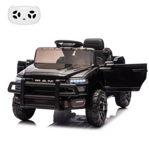 Jojoka 12V Licensed RAM Pickup Ride-On Truck, Remote Control, 3 Speeds, LED Lights, Music, All-Terrain - 1 of 4