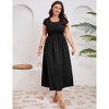 Women's Plus Size Maternity Maxi Dress Summer Casual Round Neck Short Sleeve Smocked High Waist Maxi Dresses with Pockets - 4 of 4
