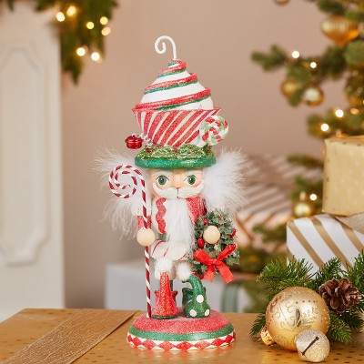 12-Inch Red and Green Glittered Cupcake Hat Nutcracker
