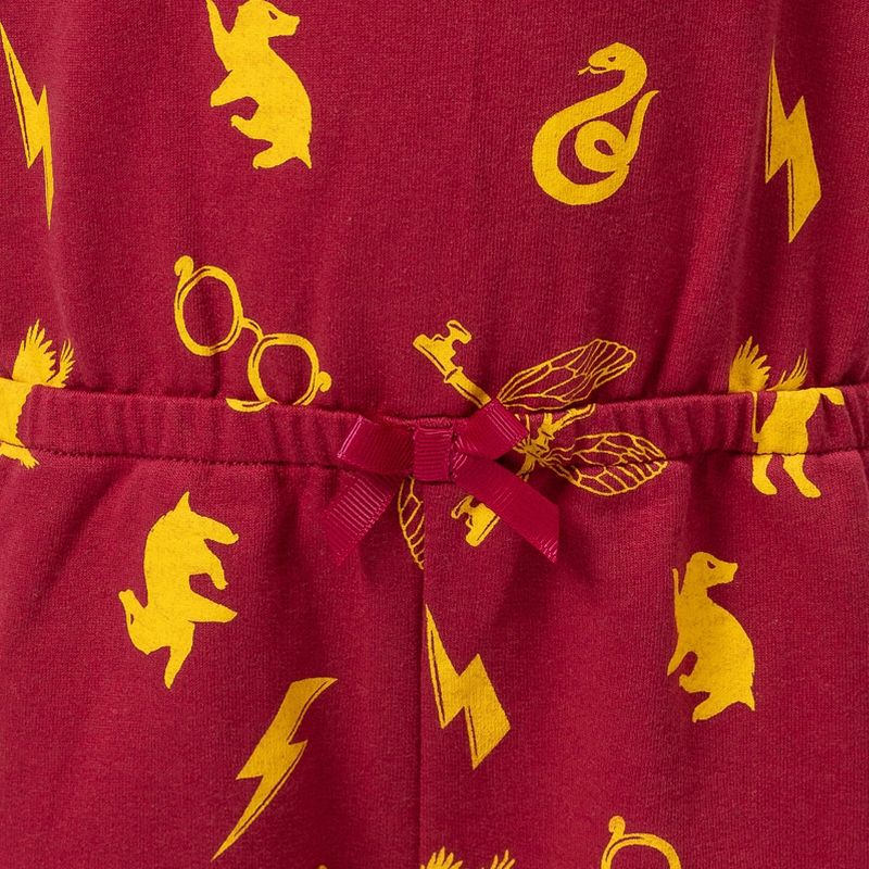 Harry Potter Gryffindor Harry Potter Girls French Terry Sleeveless Romper Little Kid to Big Kid, 4 of 8
