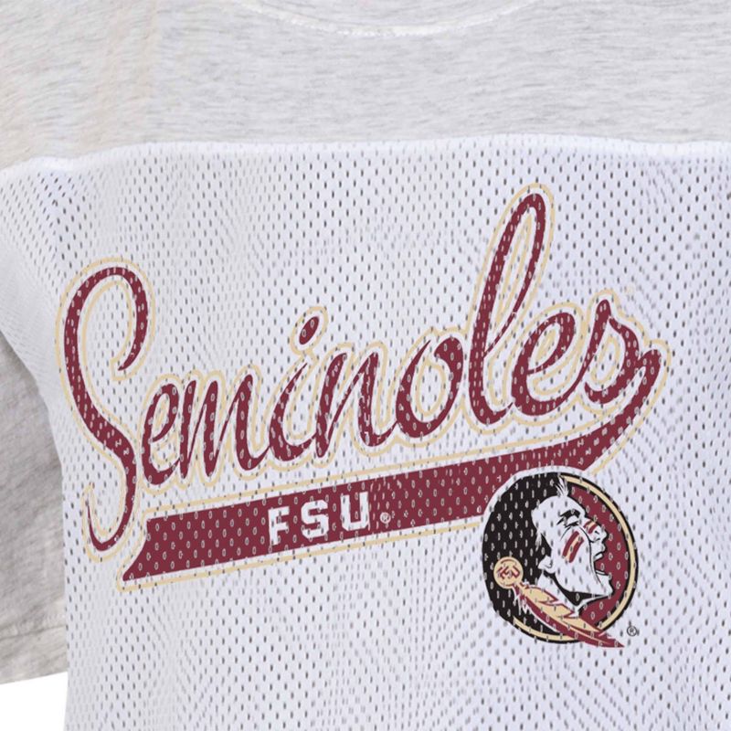 NCAA Florida State Seminoles Women&#39;s White Mesh Yoke T-Shirt, 3 of 4