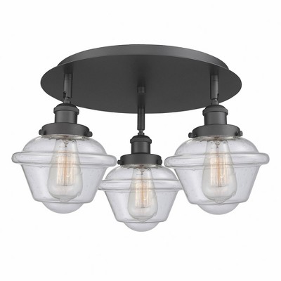 Oxford - 3 Light Flush Mount In Art Deco Style-8 Inches Tall and 18.25 Inches Wide