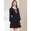 Allegra K Women's Peter Pan Collar Long Sleeve Plaid Shirt Dress - 2 of 4