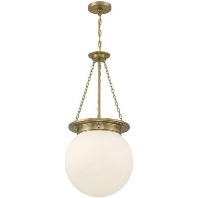 Elegant Globe 3-Light Pendant in Warm Brass with White Opal Glass