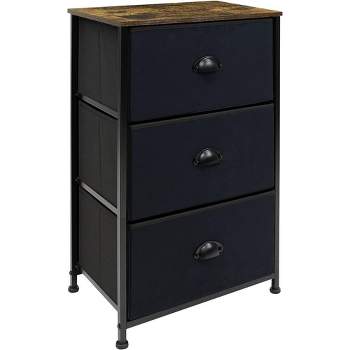Sorbus Nightstand with 3 Drawers - Steel Frame, Wood Top & Easy Pull Fabric Bins - Perfect for Home, Bedroom, Office & College Dorm
