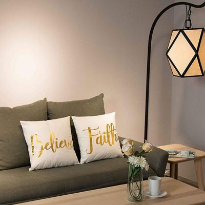 White and Gold Inspirational Polyester Throw Pillow Covers, 18 x 18 in, Set of 4