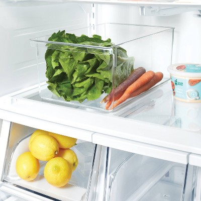 Large Wide Fridge and Pantry Organizer Bin - Brightroom™: Clear Freezer-Safe Storage, 14.5x9.14x6