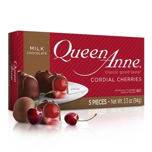 Queen Anne Milk Chocolate Covered Cordial Cherries | 3.3 oz | 5 Piece Gift Box | Whole Cherry Sweet Creamy Fruity Flavor - 1 of 4