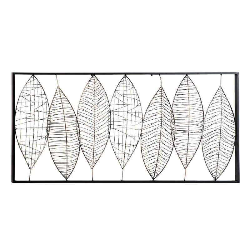 Metal Leaf Wall Decor with Black Frame Black - Olivia &#38; May, 4 of 8