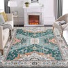 Area Rug with Rubber Backing Vintage Washable Rug Soft Foldable Carpet Low Pile Boho Rugs - 2 of 4