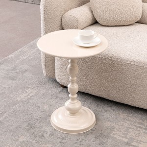 Kumasinova 21.2" Vintage Metal End Table Pedestal Table,Elegant Side Table Accent Martini Table for Living Room&Bedroom,Decorative Nightstand,Cream - 1 of 4