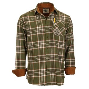 Gioberti Men's Long Sleeve Brushed Flannel Plaid Checkered Shirt with Corduroy Contrast - 1 of 3