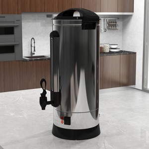 60 Cups Coffee Urn,10 L/2.6 gal Double Wall Commerical Coffee Maker for Gathering,Large Capacity Coffee Dispenser,Stainless Steel Hot Water Urn - 1 of 4