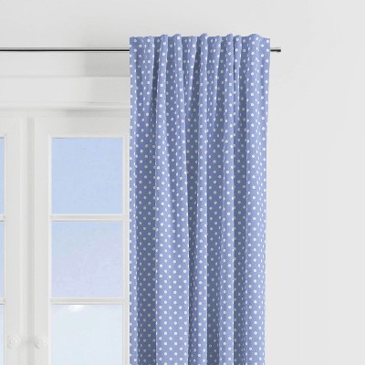 Bacati - Pin Dots Baby Blue Cotton Printed Single Window Curtain Panel