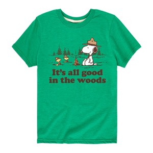 Boys' - Peanuts - All Good In The Woods Short Sleeve Graphic T-Shirt - 1 of 4
