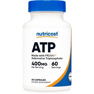 Nutricost ATP Supplement (400mg) 60 Capsules - Made with Peak ATP, Adenosine Triphosphate, Vegan, GMO-Free, Gluten-Free - 1 of 4