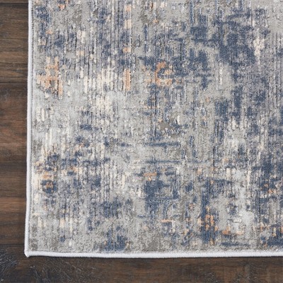 Handmade Grey and Beige Abstract Synthetic Area Rug 26" x 7"