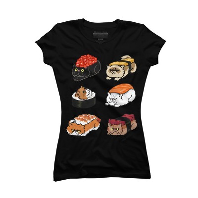 Junior's Design By Humans Sushi Persian Cat By huebucket T-Shirt