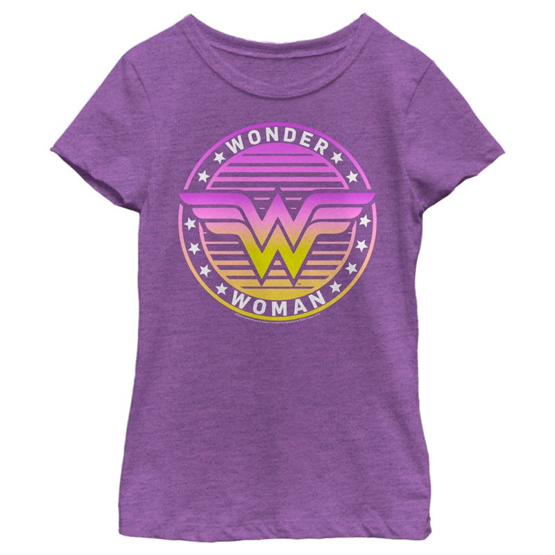 Girl's Wonder Woman Ombre Logo T-Shirt, 1 of 5