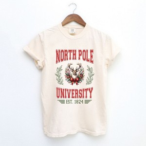 Simply Sage Market Women's North Pole University Coquette Short Sleeve Garment Dyed Tee - 1 of 4