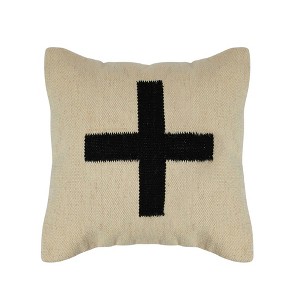 Storied Home Swiss Cross Cotton Wool Throw Pillow - 1 of 4