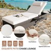Reclining Patio Lounge Chairs Set of 2, Brown Wicker with Blue Cushions for Outdoor, Poolside, Indoor Use - 3 of 4