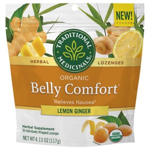 Traditional Medicinals Belly Comfort Digestive Lozenge - Lemon Ginger - 30ct - 1 of 4